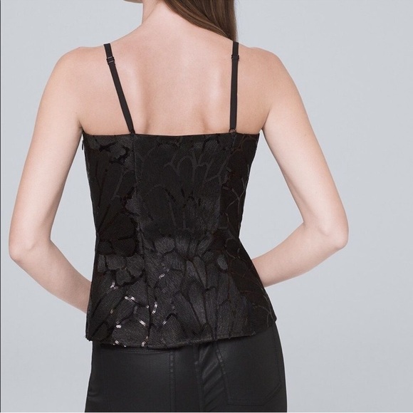 NWT White House Black Market Embroidered Sequin Camisole in Black Size Small - Picture 2 of 3